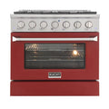 36 Pro-Style Natural Gas Dual Fuel Range with 4 Burners in Red O9447