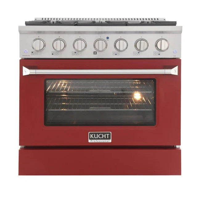 36 Pro-Style Natural Gas Dual Fuel Range with 4 Burners in Red O9447