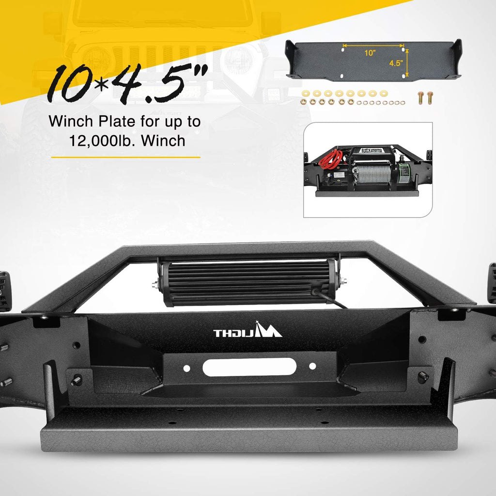 Front Bumper with Winch Plate with 72W LED Light Bar and 2 x 18W LED Work Light Pod T63463