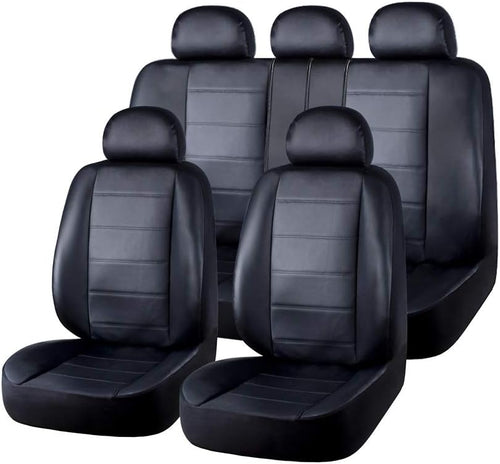 11-Pieces Faux Leather Car Seat Covers Full Set, Black M24884