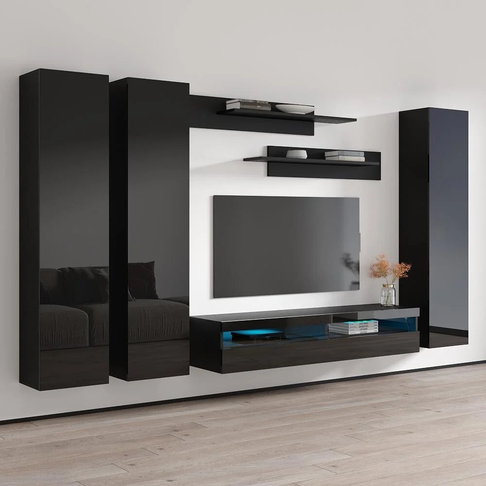 Black Wall Mounted Floating Entertainment Center T51863