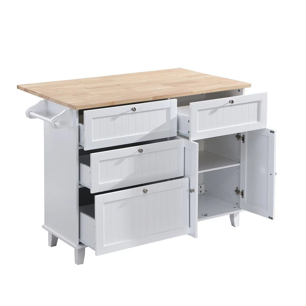 Blue Kitchen Island Set with Drop Leaf and 2 Seatings T6742