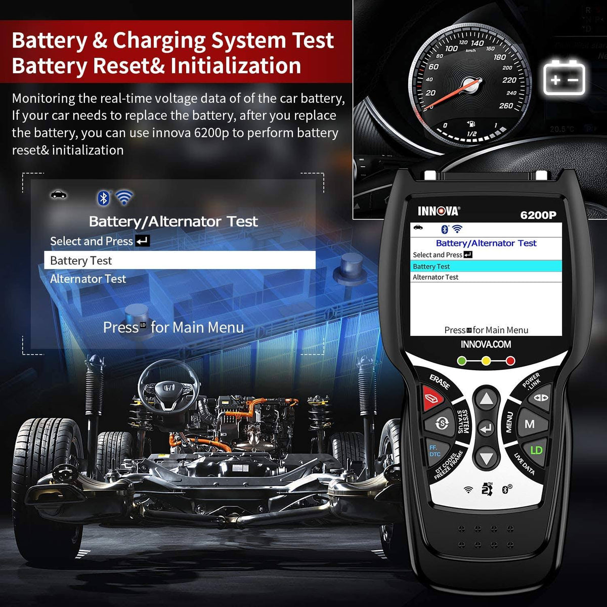 ABS Srs OBD2 Scanner Code Reader with Battery Reset Oil Light Reset X316074