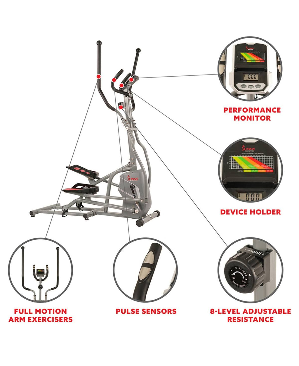 Gray Magnetic Elliptical Trainer B3841