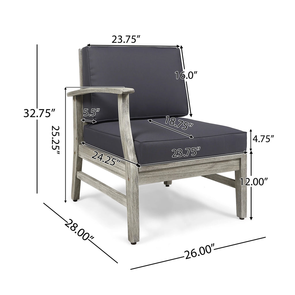 Light Gray Acacia Wood Outdoor Sofa Sectional Set D318