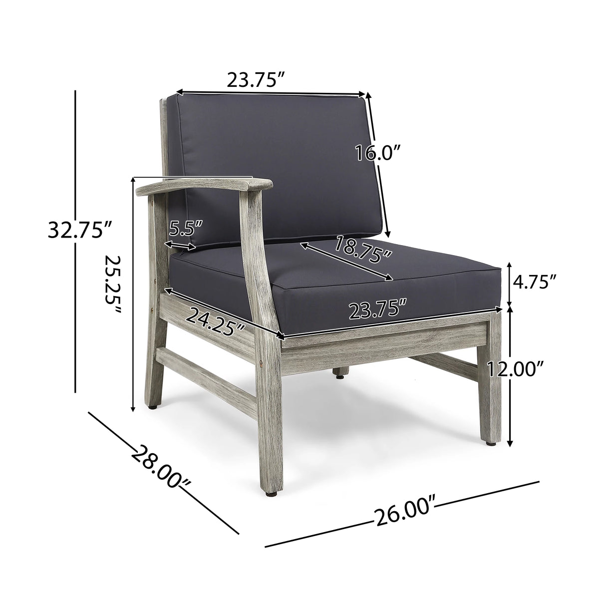 Light Gray Acacia Wood Outdoor Sofa Sectional Set D318