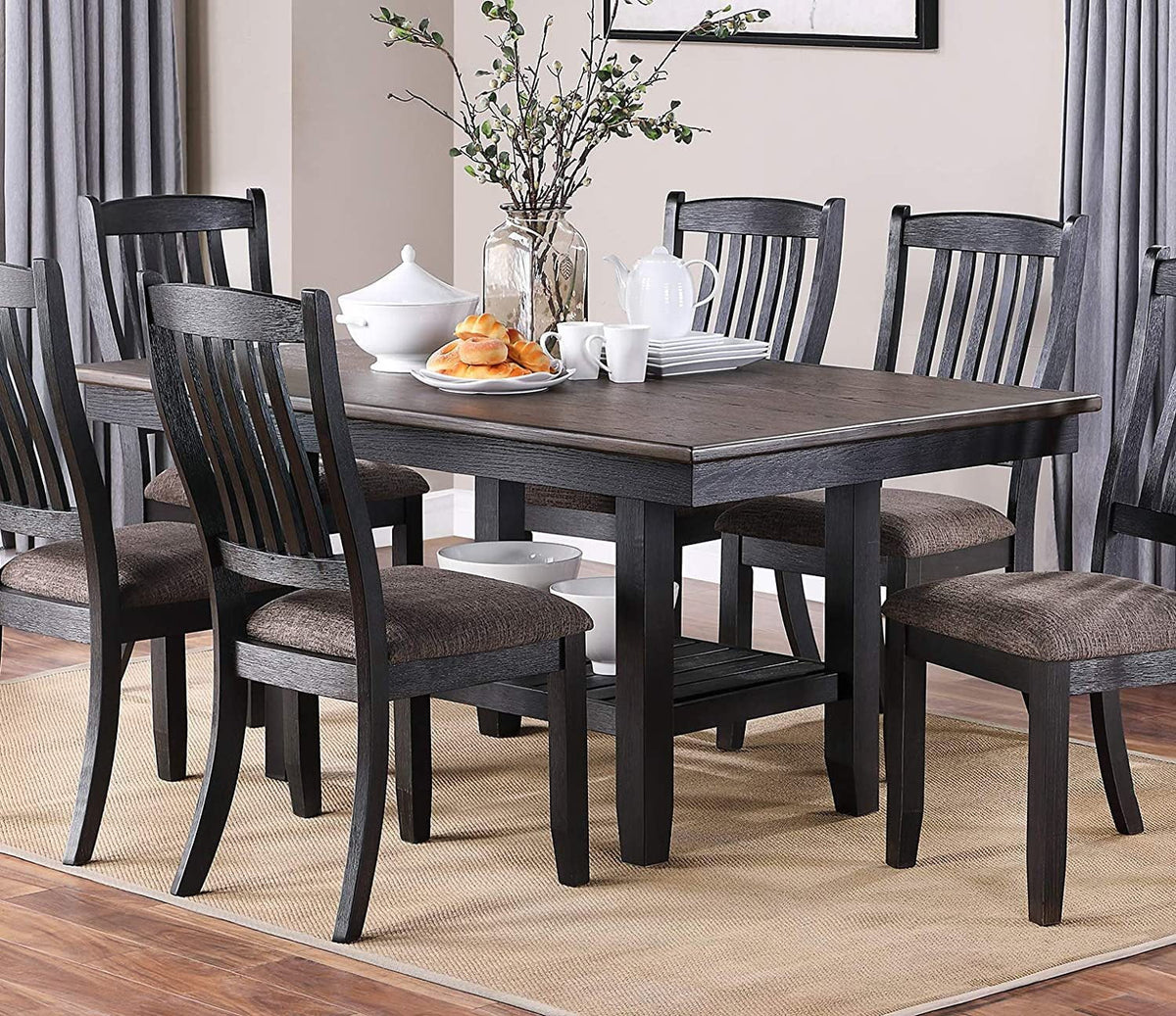 7pc Dining Table and 6 Side Chairs I949