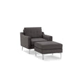 Modular Armchair with Ottoman, Dark Gray, 1 Seater, Chrome Metal Legs Q654616