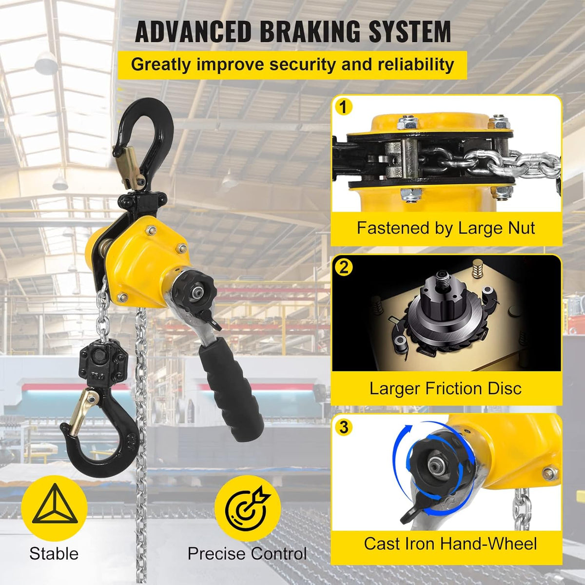 0.5T 10 Ft Alloy Steel G80 Chain Lever Hoist with Hook Pack of 2 C887