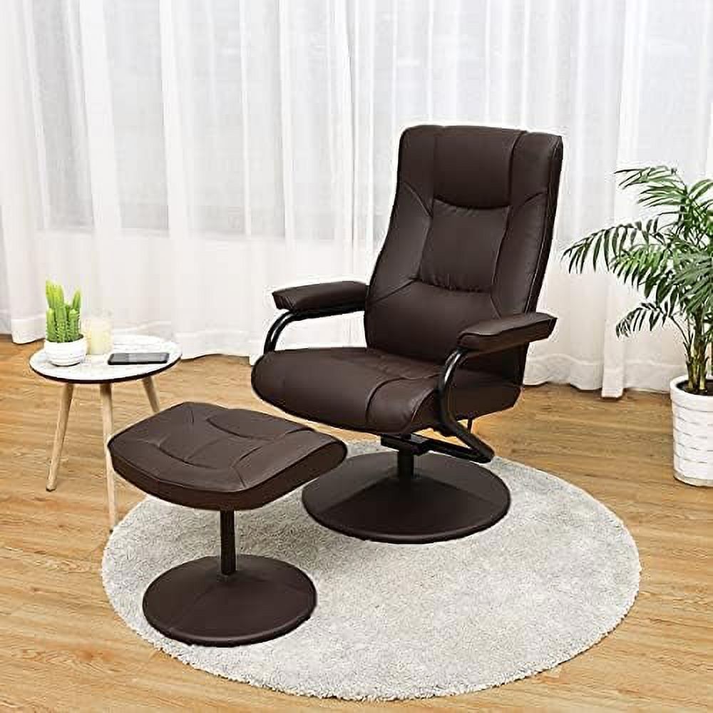 Gray PU Leather Recliner Chair with Ottoman Y341813