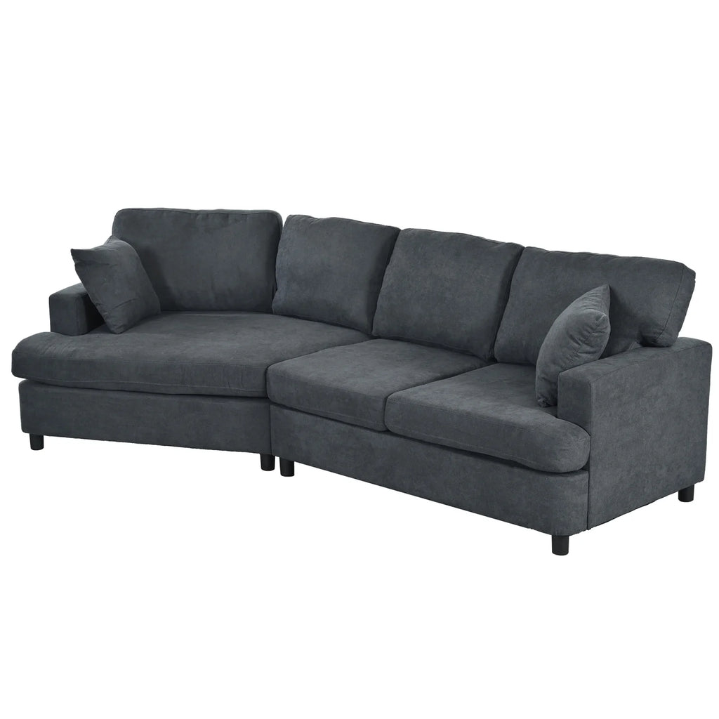 Gray 3 Seat Upholstered Sectional Sofa with Pillows E776738