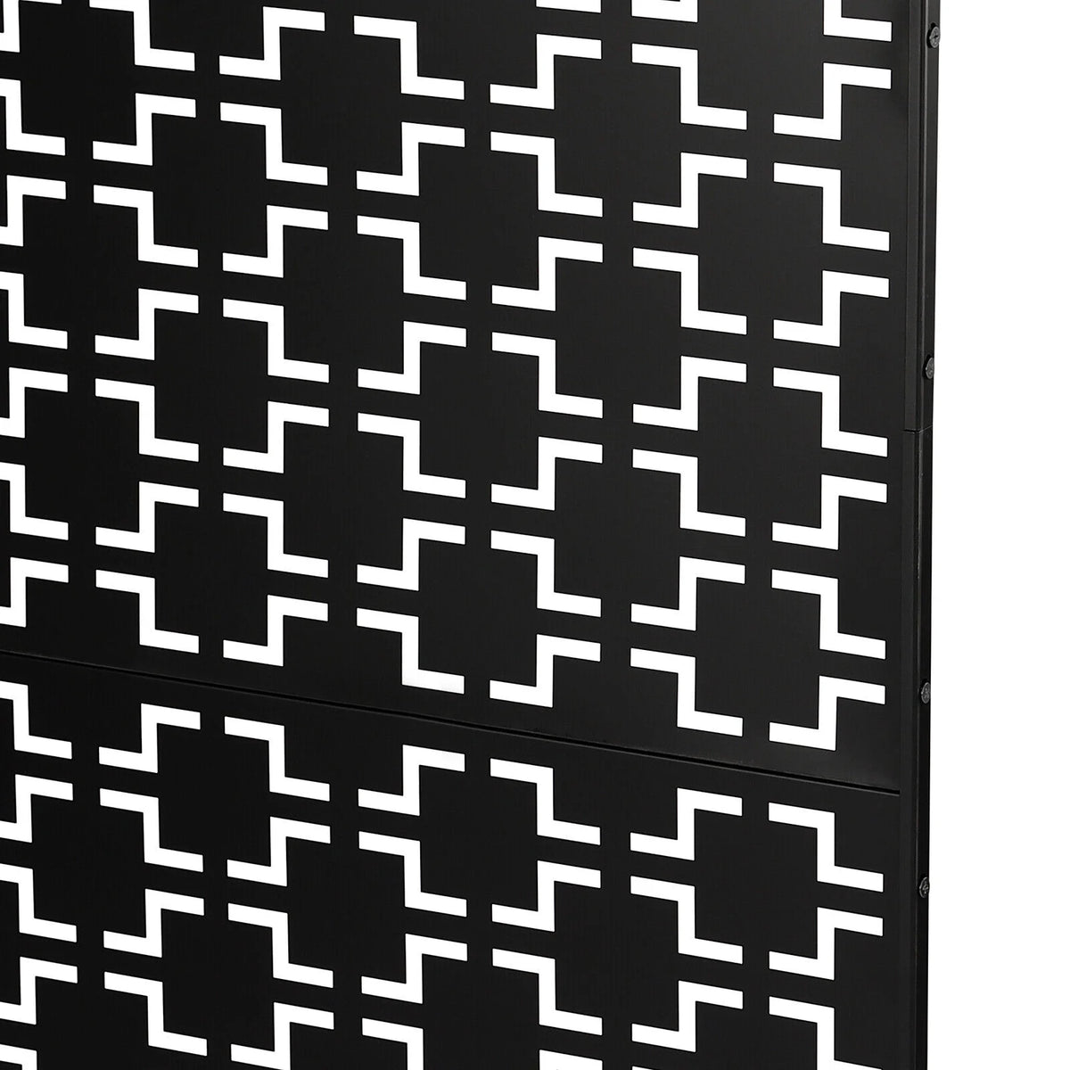 Black Metal Outdoor Privacy Screen Panel with Stand N861562