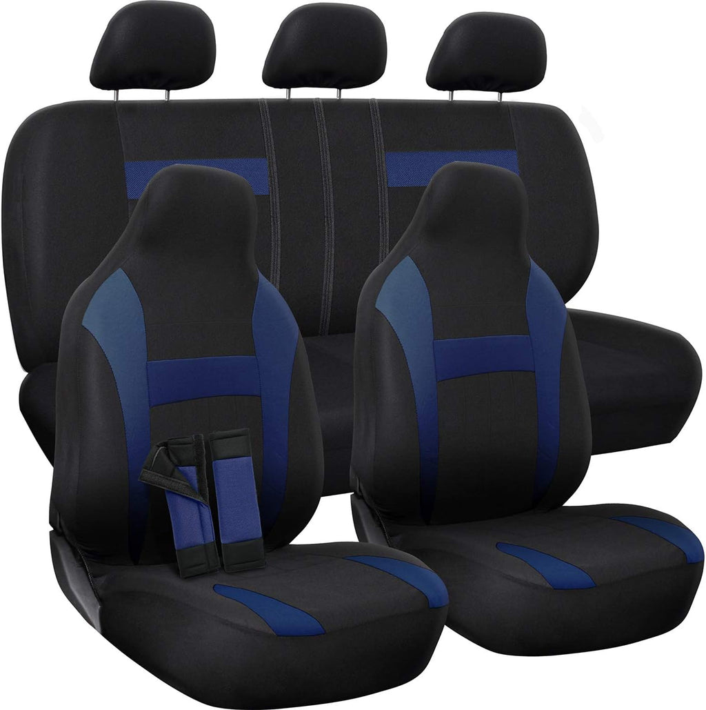 PU Leather Solid Beige Car Seat Cover, 10 pc Full Set Pack of 2 V779837