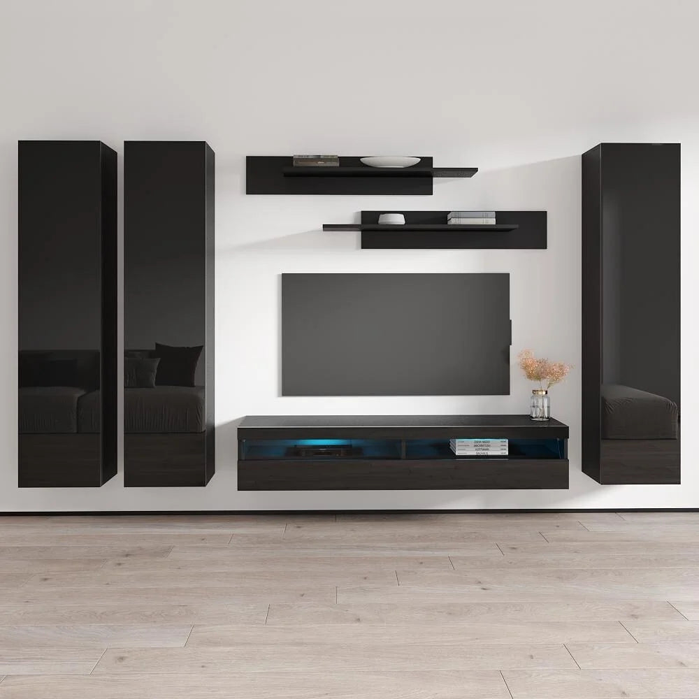 Black Wall Mounted Floating Entertainment Center T51863