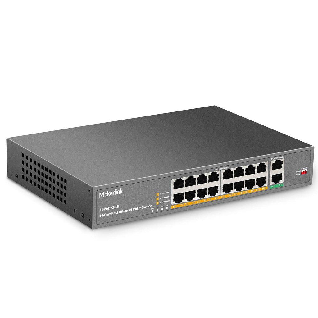 24 Port PoE Switch with 2 Gigabit Uplink Ethernet Port, 400W, Rackmount Unmanaged PoE+ H490370