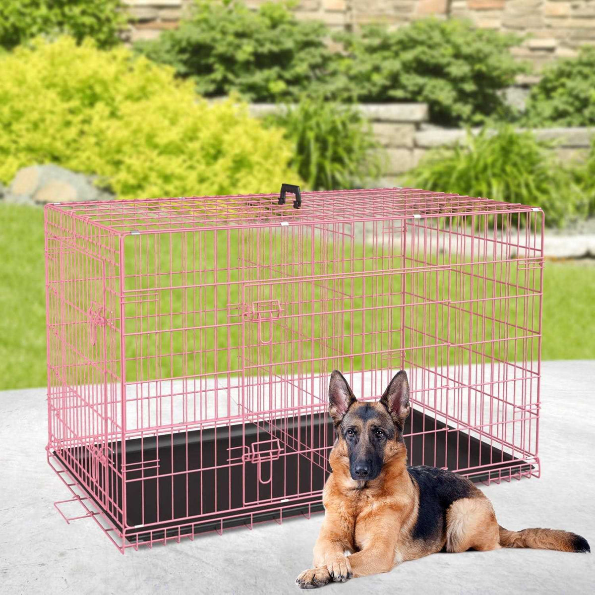 42 inch Foldable Metal Dog Crate with 2 Doors N214472