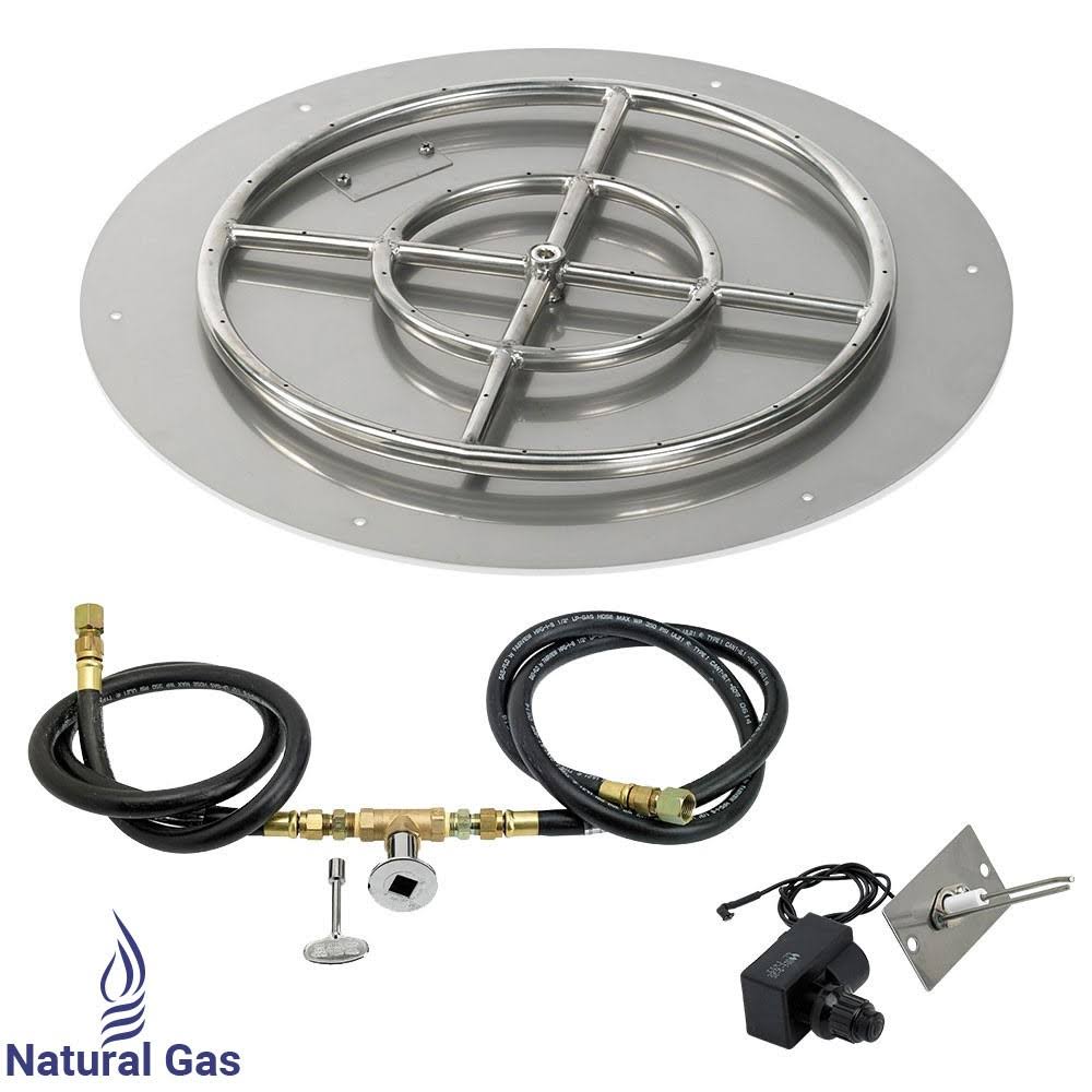24x22 Round Stainless Steel Flat Pan with Spark Ignition Kit Natural Gas H578