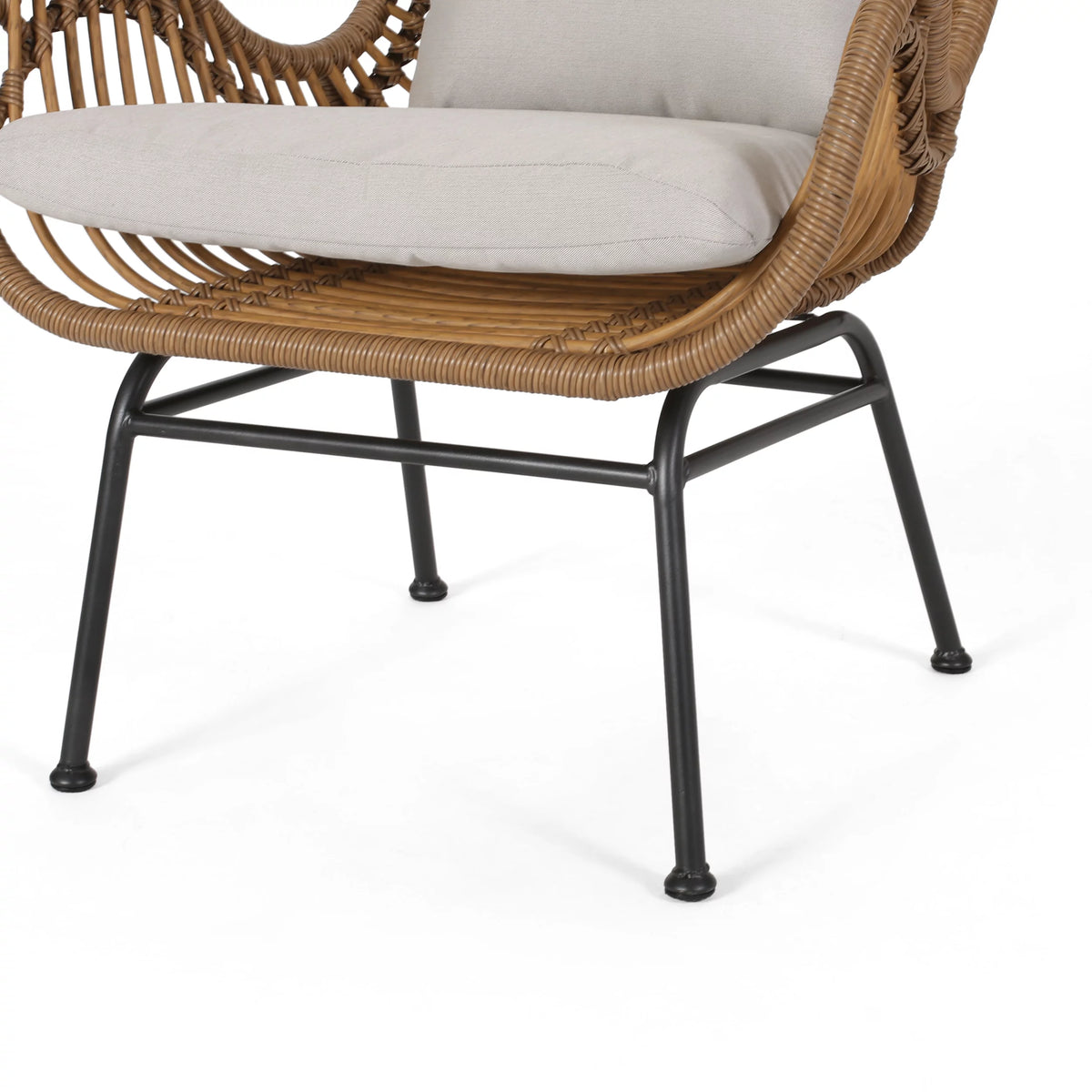 Set of 2 Light Brown Beige Wicker Club Chairs with Cushions P115