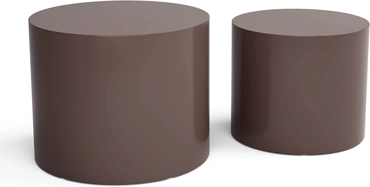 Nesting Coffee Table Set of 2 Modern Circle Wood Side Table S99536