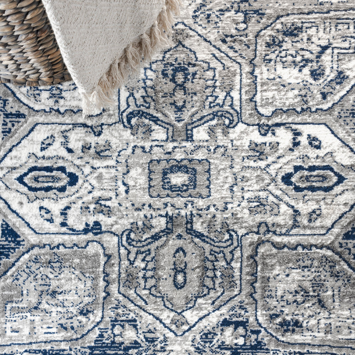 Light Grey/Navy 4 ft. x 6 ft. Area Rug A6666