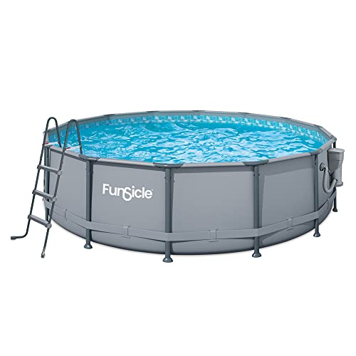 14' x 42" Round Frame Above Ground Swimming Pool Set with Filter Pump, Ladder, and Pool Cover D91007