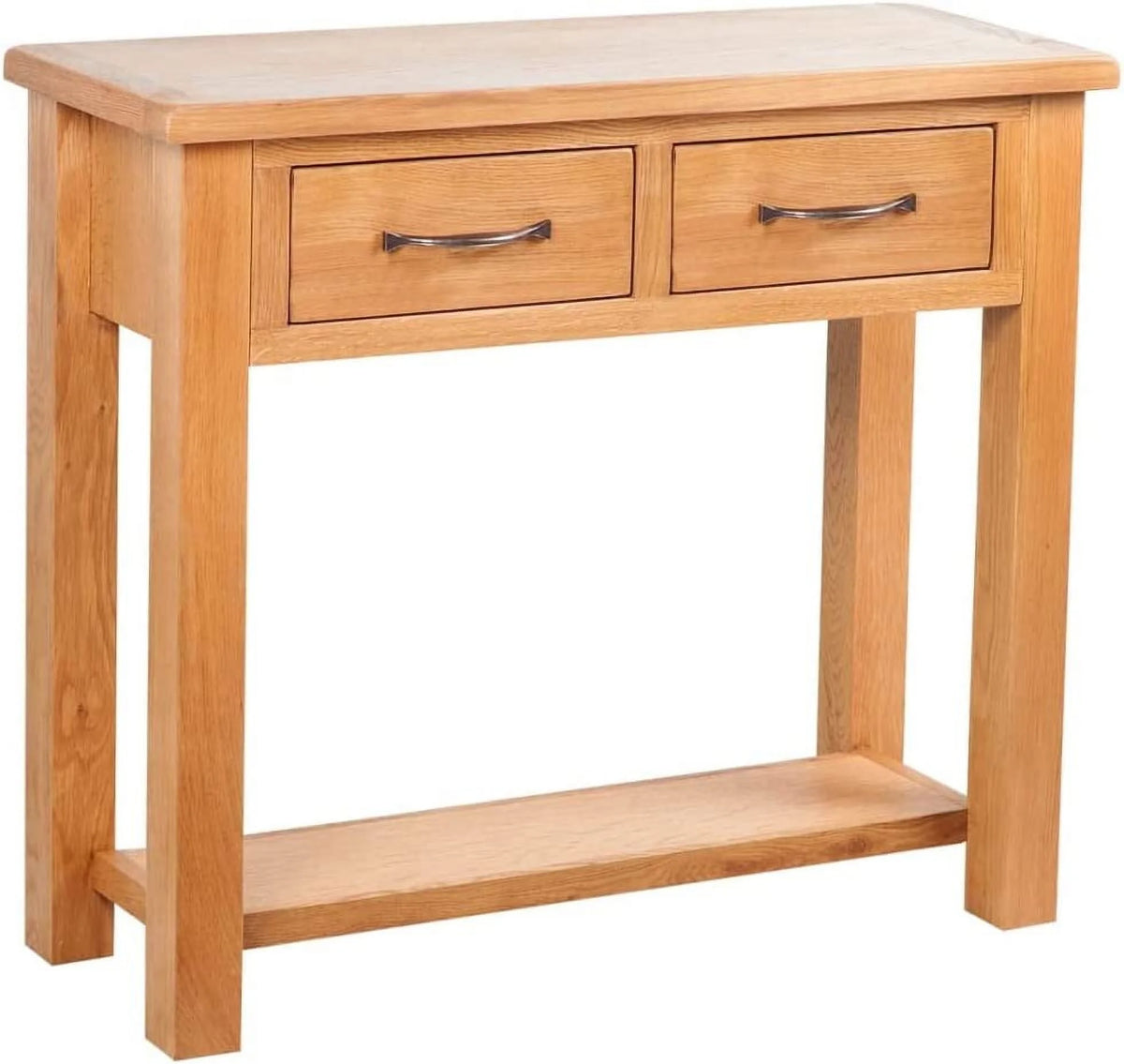 Solid Oak Wood Console Table with Two Drawers F8252