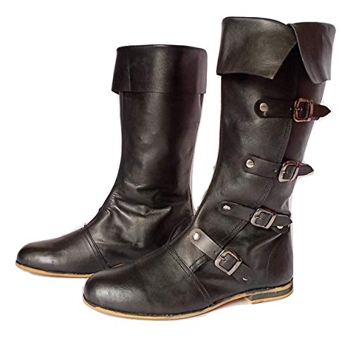 Medieval Leather Boots 4 Buckle Long Boot A34775