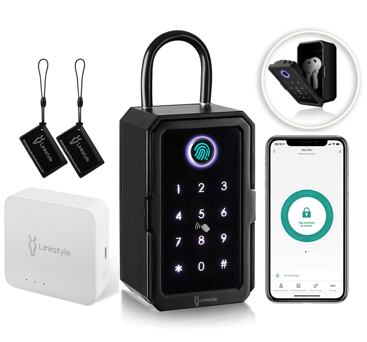 Key Lock Box with Wifi Hub, Wall Mount, 4 Lock Modes O803259