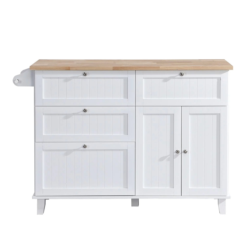 Blue Kitchen Island Set with Drop Leaf and 2 Seatings T6742