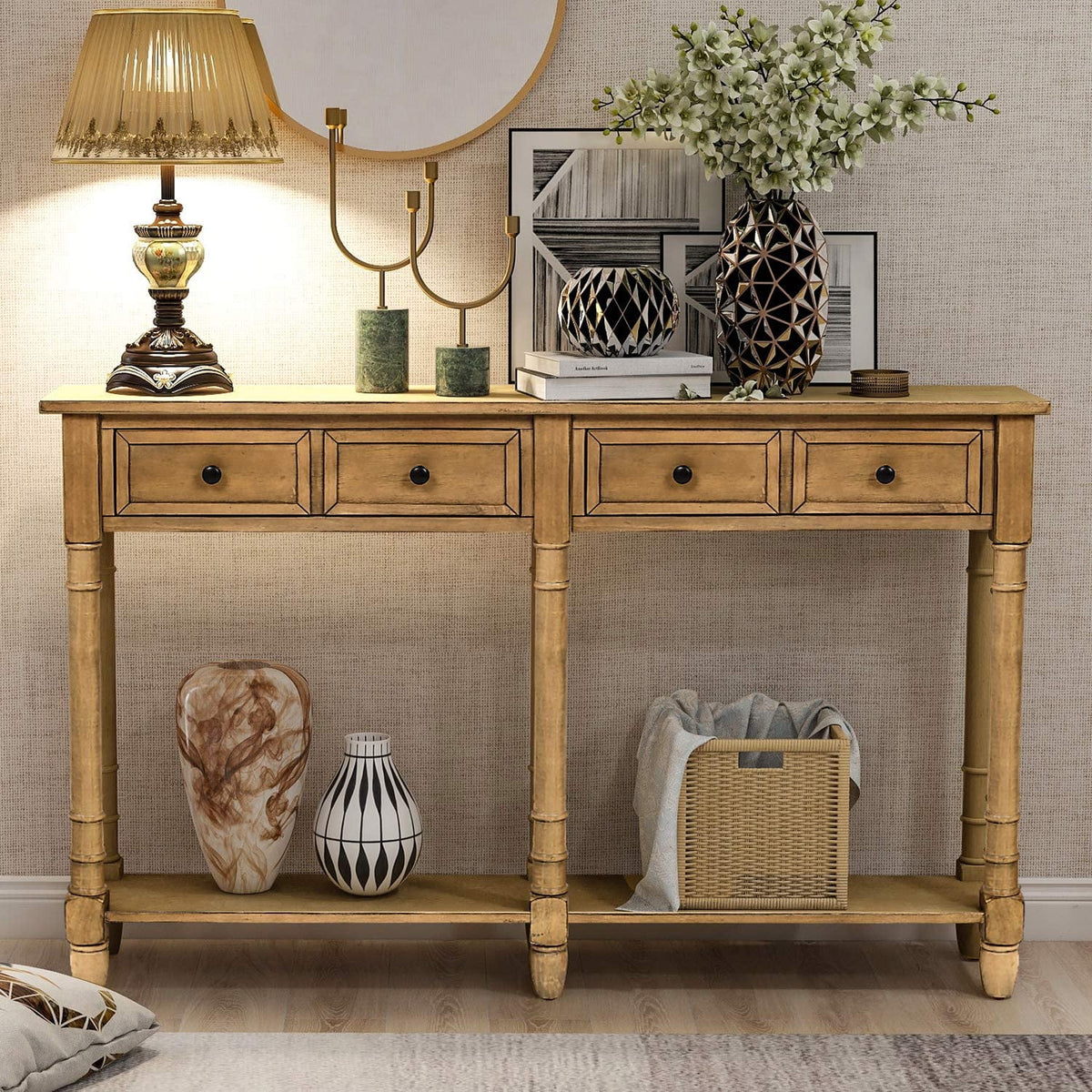 Console Table with Drawers and Shelf J950