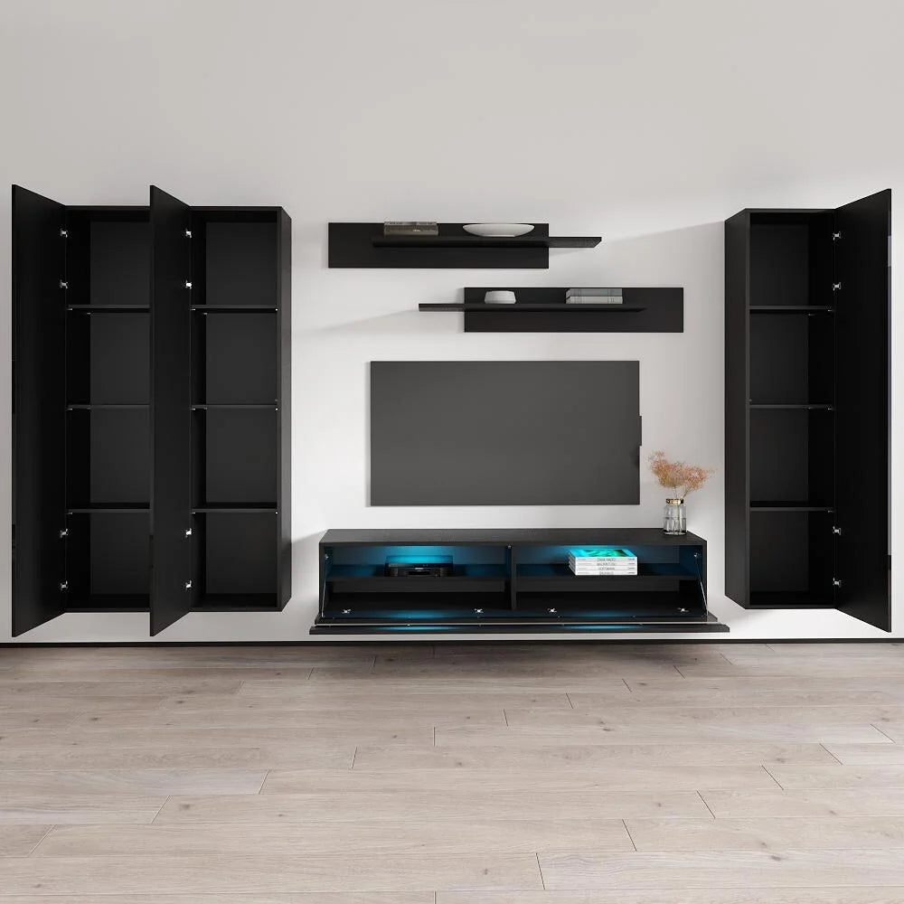 Black Wall Mounted Floating Entertainment Center T51863