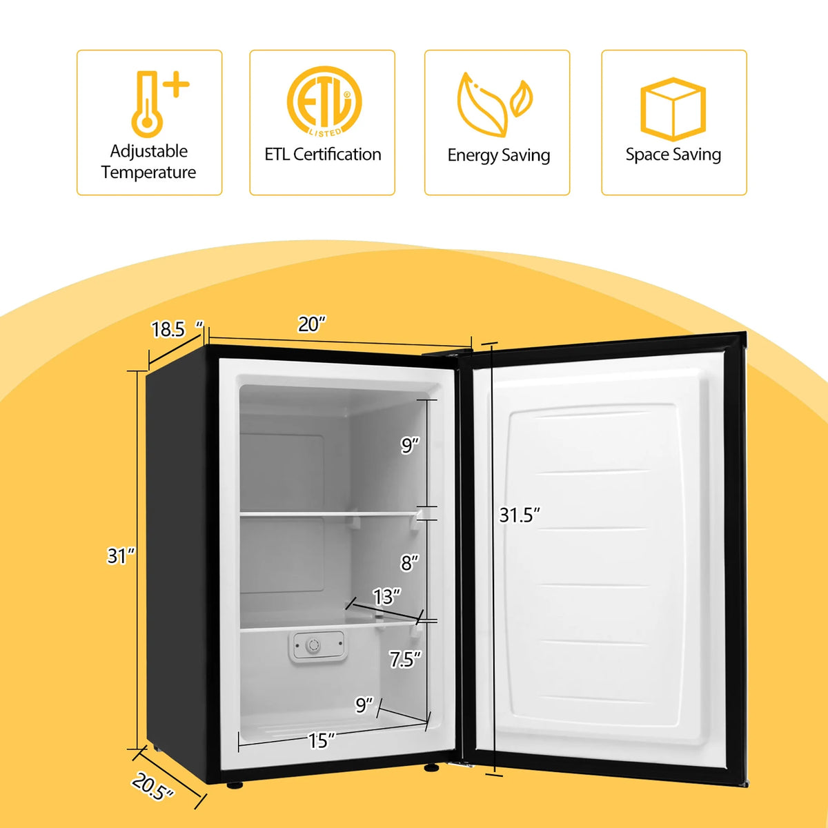 3 cu.ft. Compact Upright Freezer with Stainless Steel Door B944