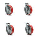 Red Poly Swivel Caster Set of 4 with 8x22 Wheel L660