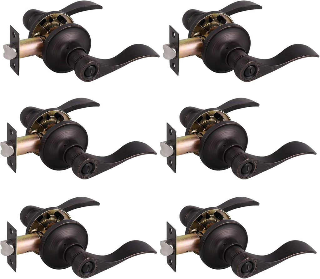 10 Sets Brushed Nickel Interior Door Handles Privacy Locks Levers F96329