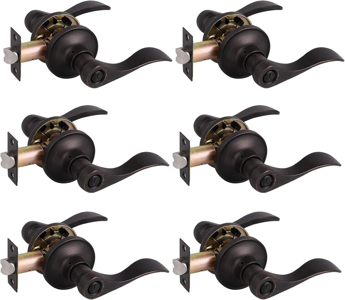 10 Sets Brushed Nickel Interior Door Handles Privacy Locks Levers F96329