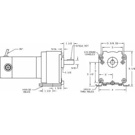 DC Gearmotor, 350 RPM, 90V, TENV Y643