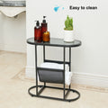 Oval Glass Side Tables with Magazine Storage H175022