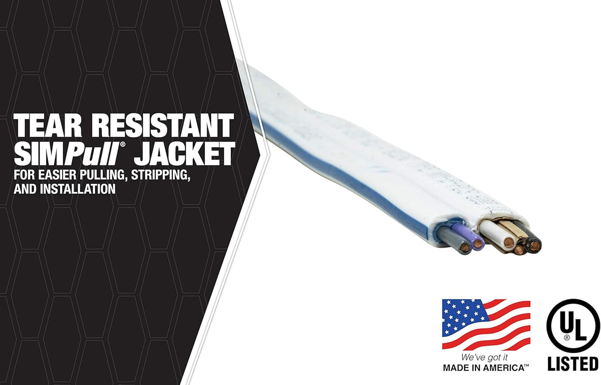 50' 14/3 with Ground NM-B Electrical Wire, White, Pack of 2 I54043