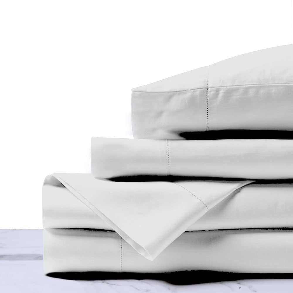 White Queen Size 600 Thread Count Egyptian Cotton 4 Piece Sheet Set O6815