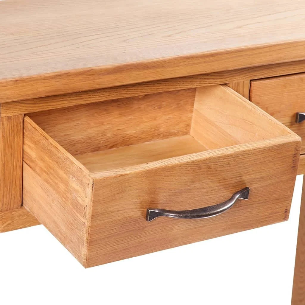 Solid Oak Wood Console Table with Two Drawers F8252