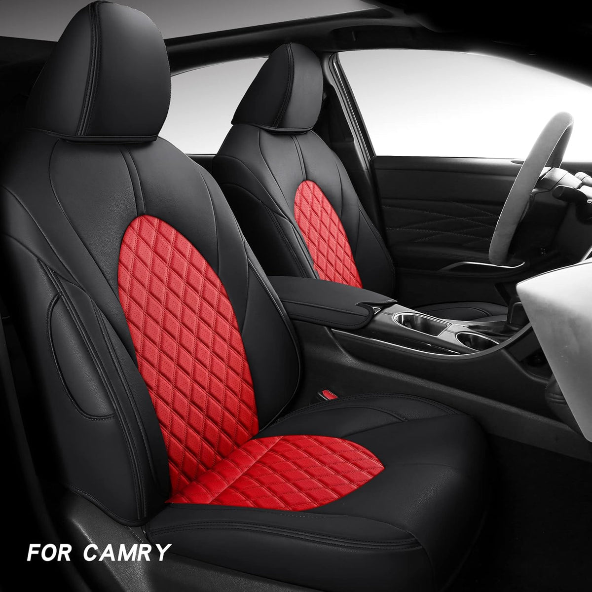 Black Faux Leather Car Seat Covers for Toyota Camry Hybrid Y997