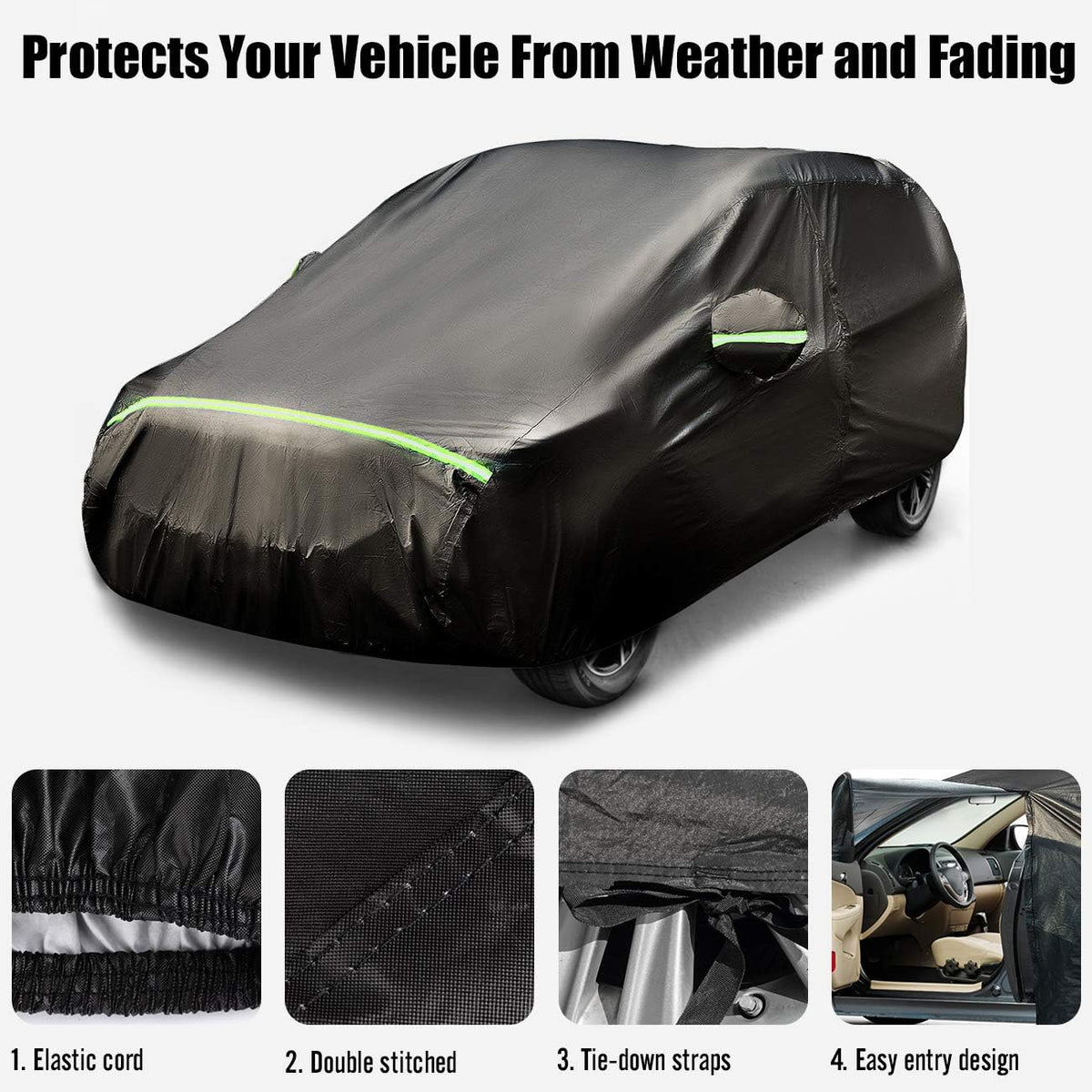 Car Cover SUV Cover Universal Fit 169 inch to 181 inch 5 Layer Waterproof Windproof Pack of 2 B232
