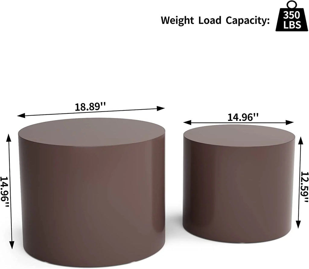 Nesting Coffee Table Set of 2 Modern Circle Wood Side Table S99536
