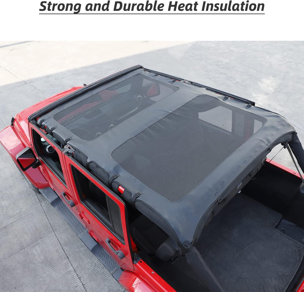 Soft Top Sunshade Full Length Mesh Sun Shade Cover for 2007-2017 Jeep Wrangler JKU D16490