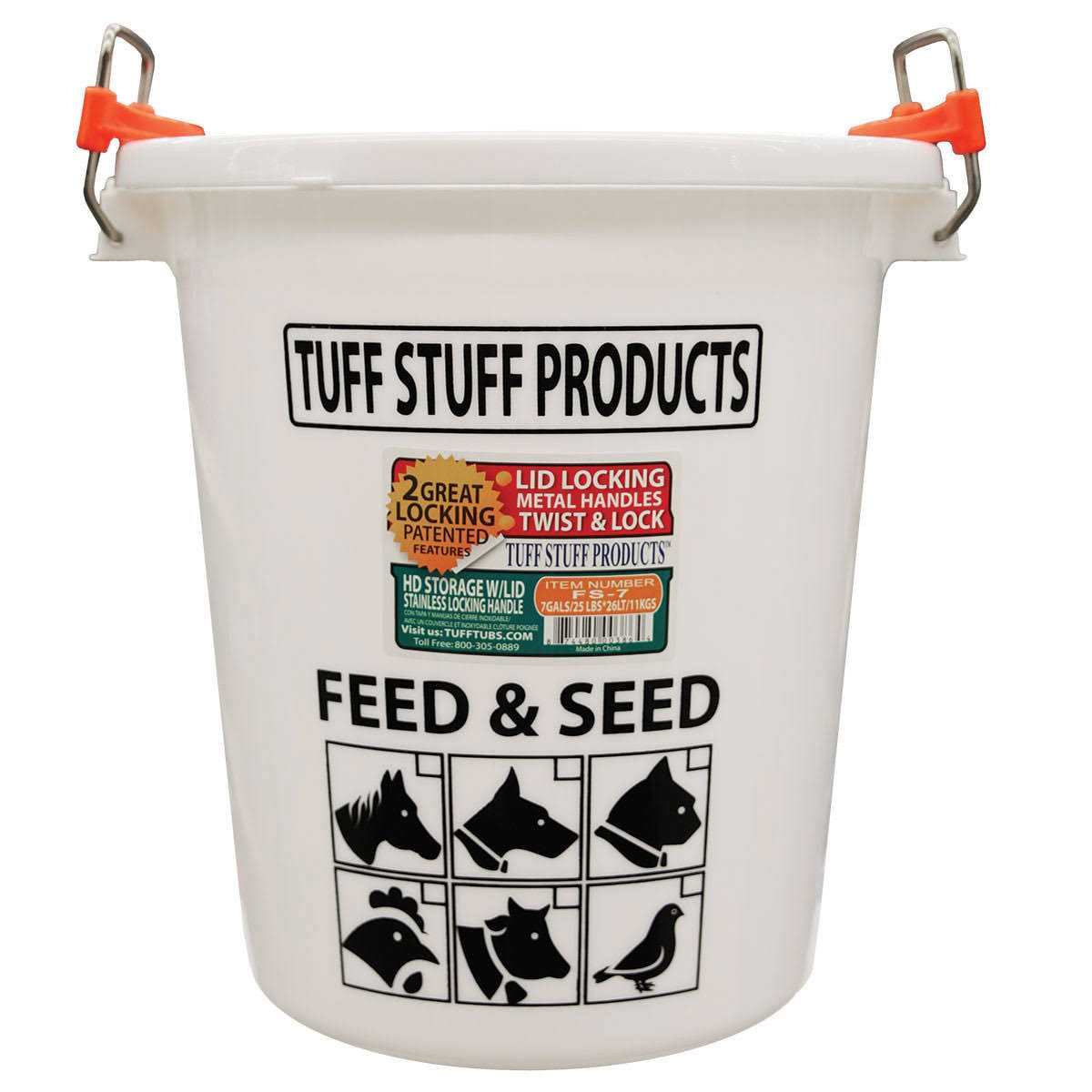 7 Gallon Feed and Seed Storage Pail with Locking Lid P217