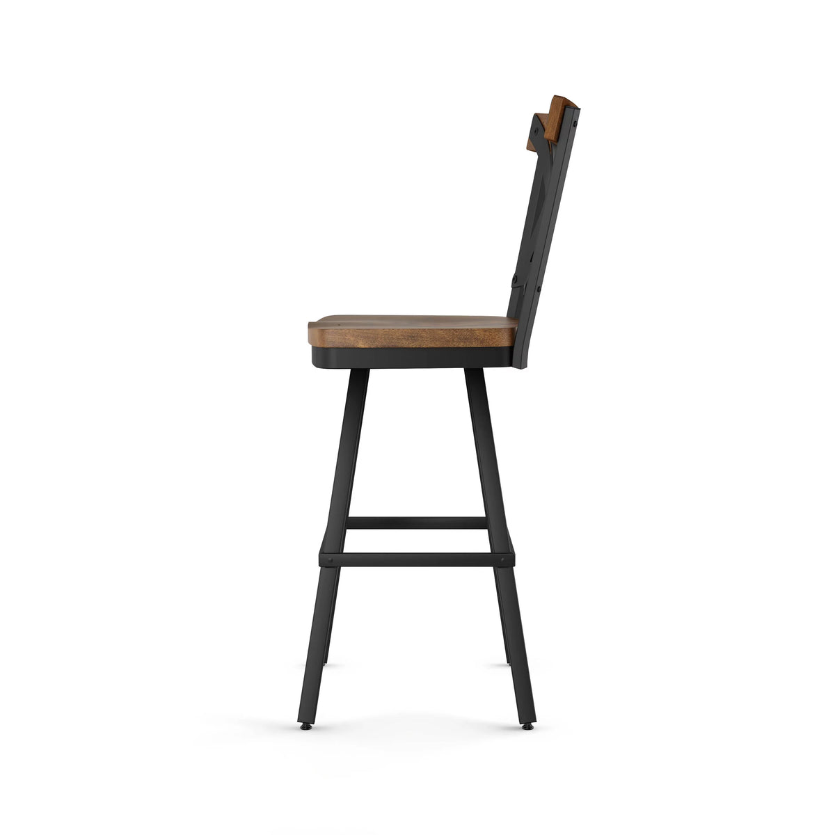26 In. Swivel Counter Stool Light Brown Distressed Wood Black Metal E120