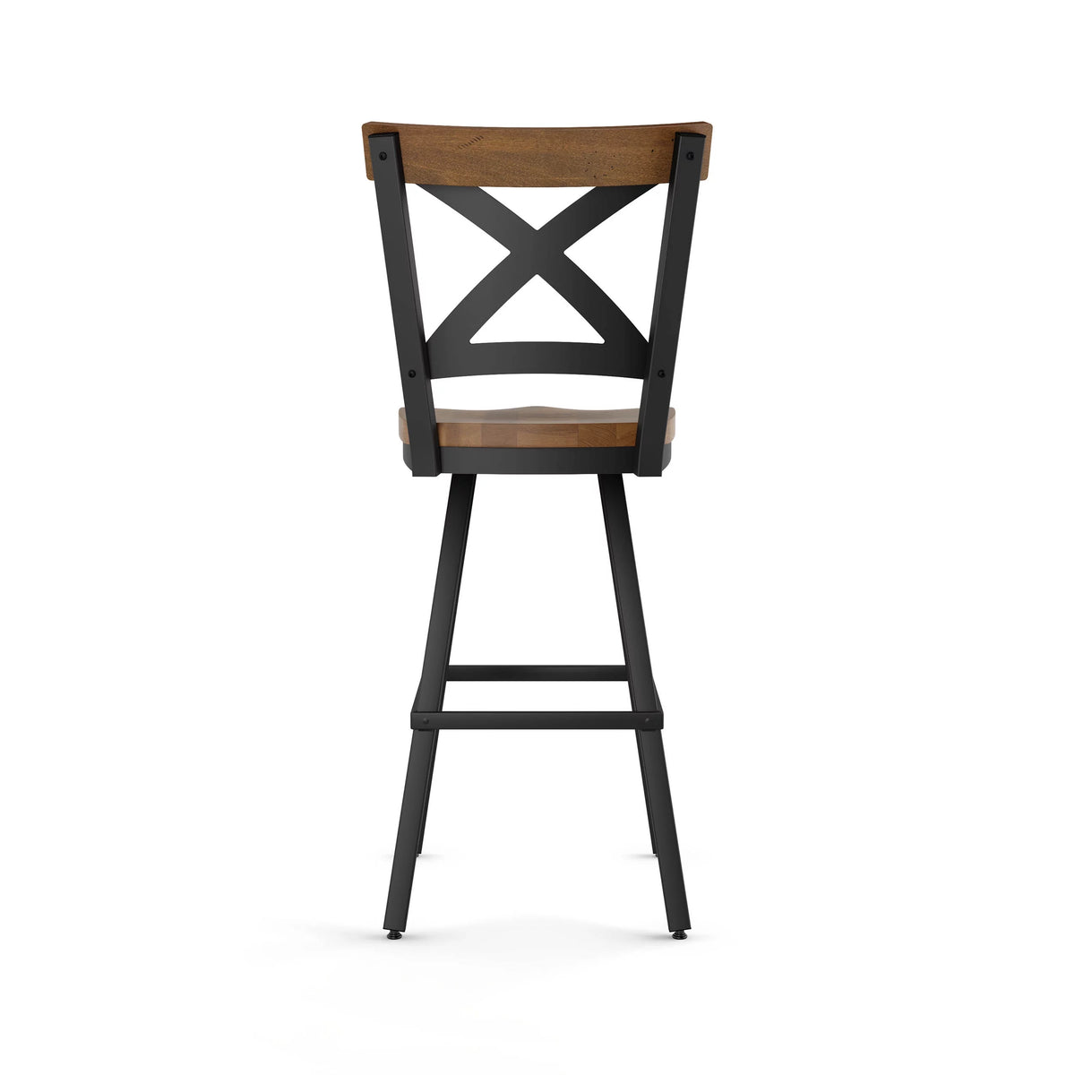 26 In. Swivel Counter Stool Light Brown Distressed Wood Black Metal E120