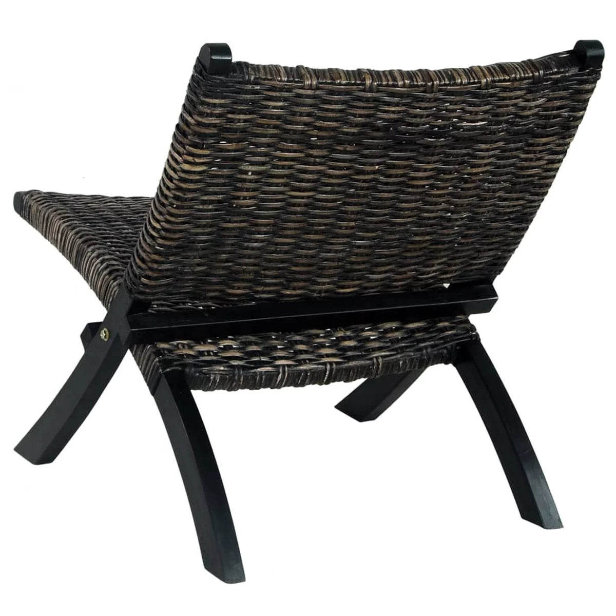 Black Natural Kubu Rattan Mahogany Wood Frame Chair V9136