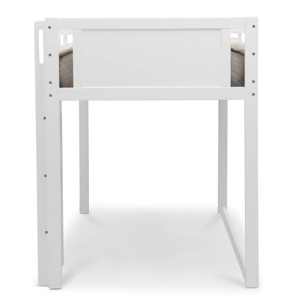 White Twin Loft Bed with Guardrail and Ladder G9716