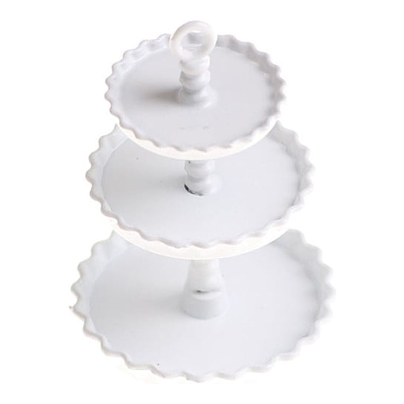 White 1/12 Dollhouse Miniature 3 Layer Metal Desserts Snack Rack Stand C484